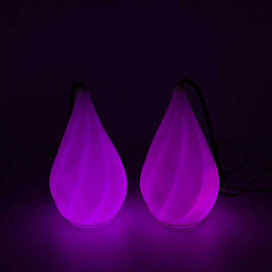 Bolas LED Aurora Poi violet lumineux, idéales pour flow art, danse et spectacles de nuit.