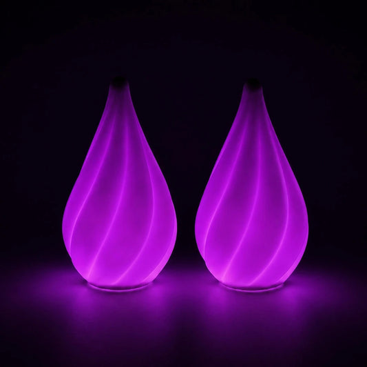 Bolas LED Aurora Poi violet lumineux, idéales pour flow art, danse et spectacles de nuit.